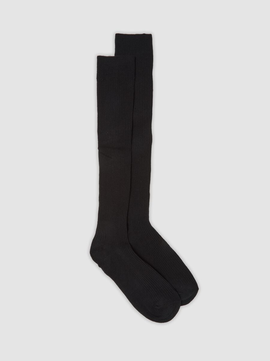 Blue knee-high socks in organic cotton blend_0