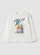 White pure cotton oversized fit T-shirt with skate print for boys_0