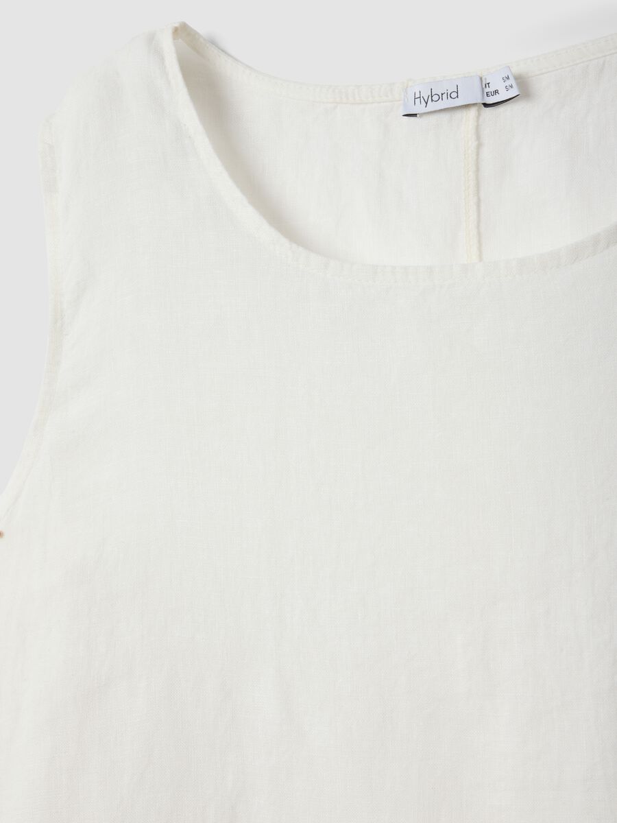 Abito bianco lungo in puro lino regular fit_5