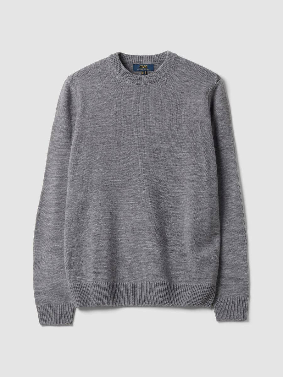 Grey crew-neck jumper in knit jersey, regular fit_0