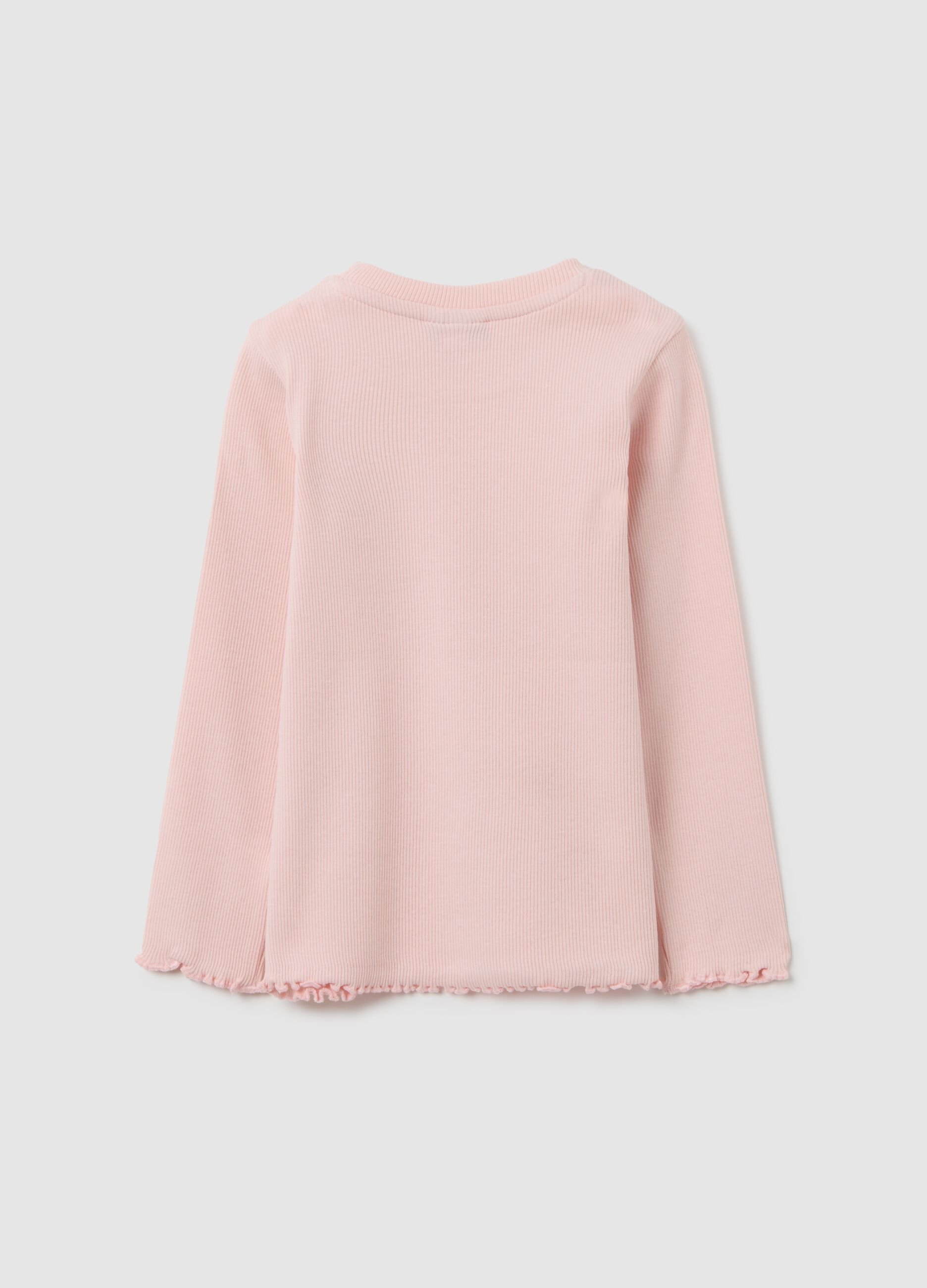 Baby girl stretchy cotton top in pink regular fit
