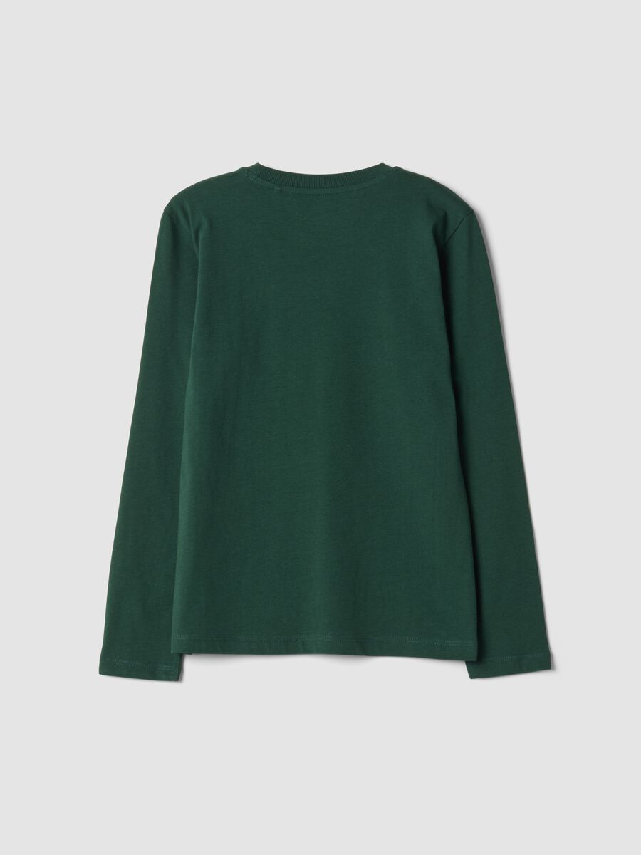 Green organic cotton T-shirt with varsity print_5