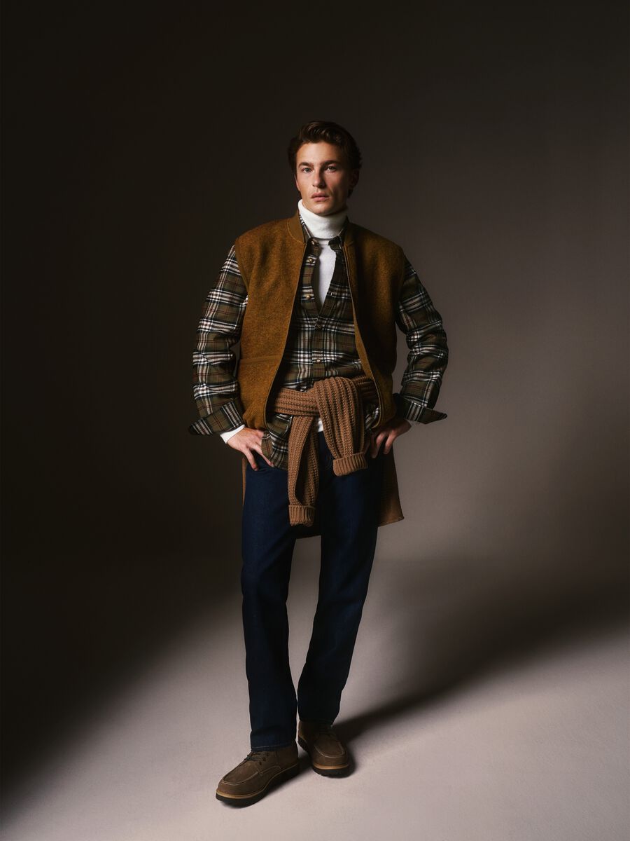 Long sleeve multicolour shirt in pure cotton regular fit with checks_0