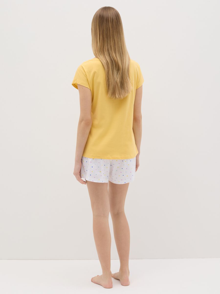 White and yellow cotton pyjamas with print_2