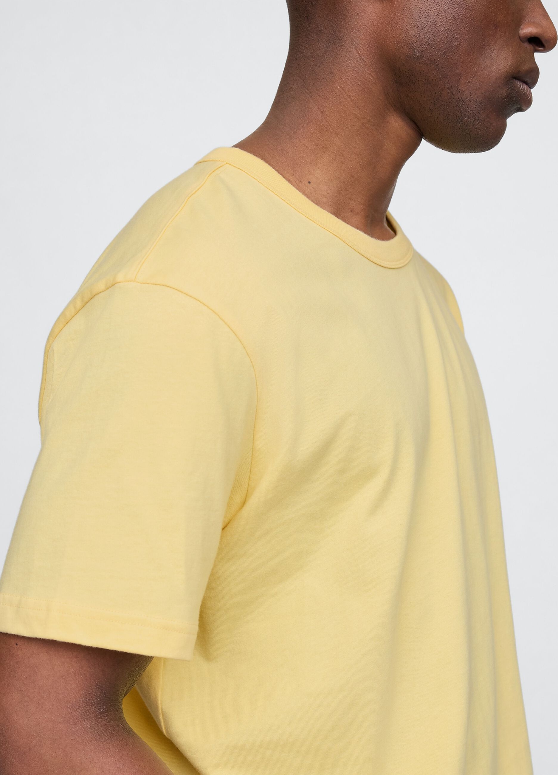 Short Sleeve Yellow Cotton T-shirt