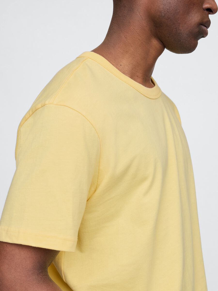 Short Sleeve Yellow Cotton T-shirt_3