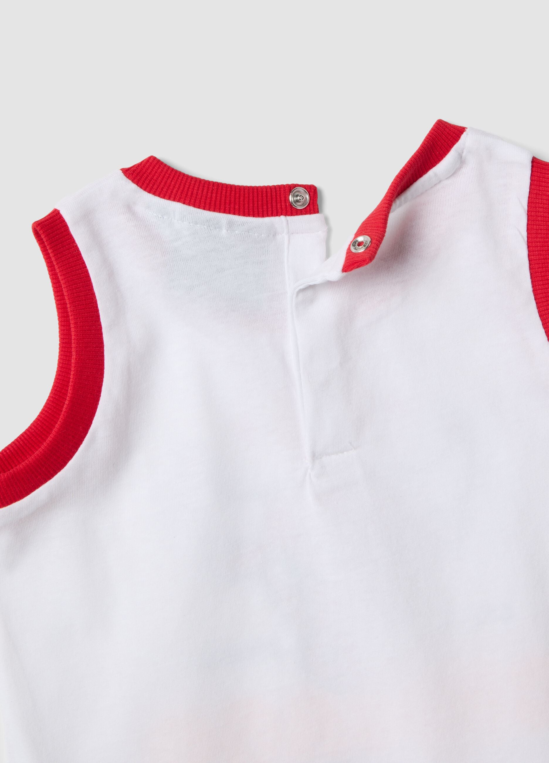 Canotta bianca in puro cotone con stampa per bimbo regular fit