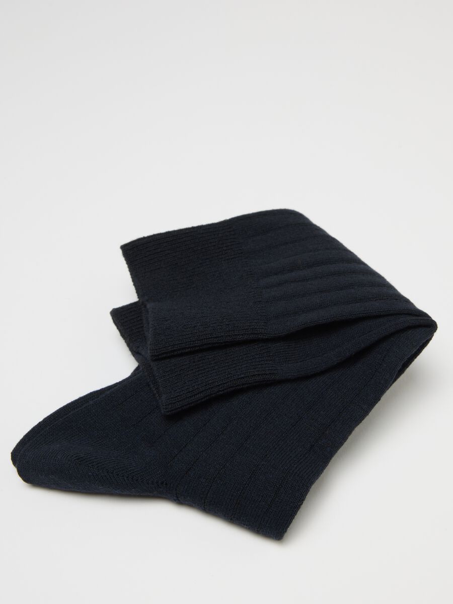 Bipack calze in misto cotone blu elasticizzate a righe_2