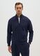 Blue cotton blend regular fit zip sweatshirt_0