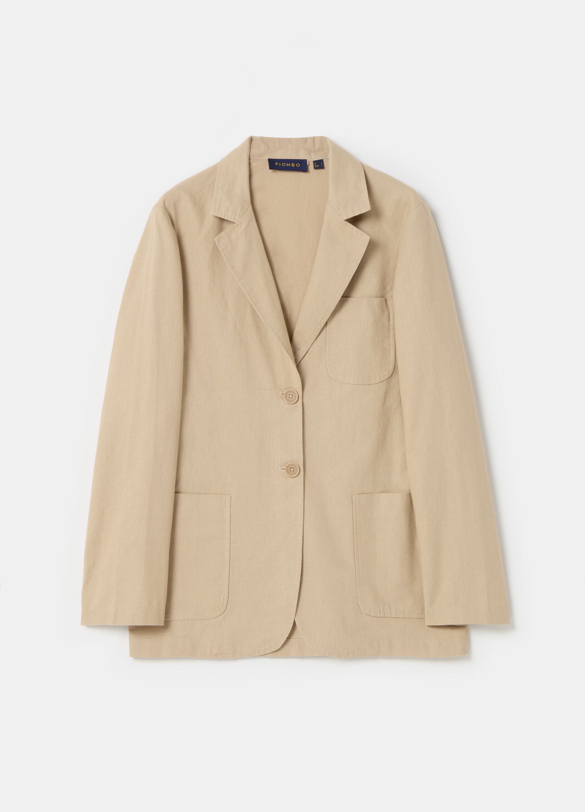 Single-breasted blazer in linen and cotton