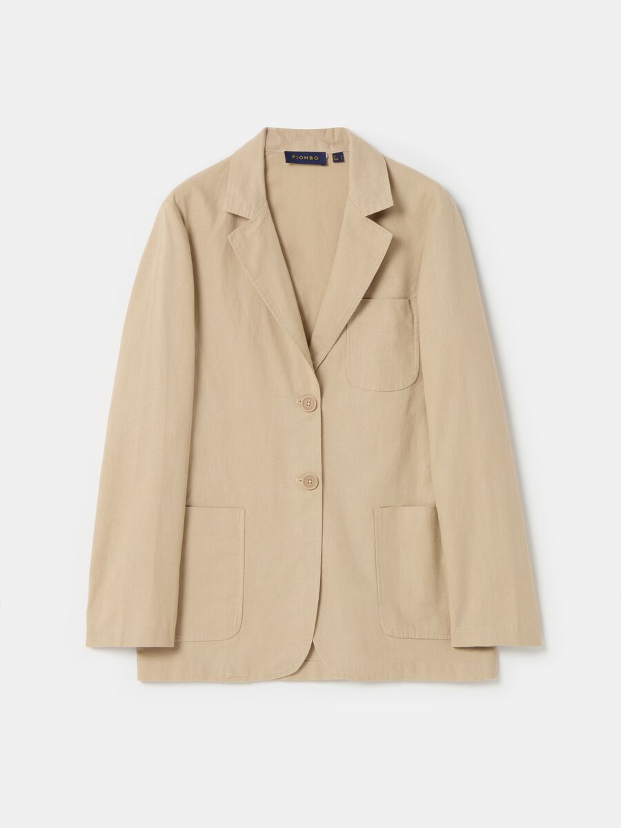 Single-breasted blazer in linen and cotton_3