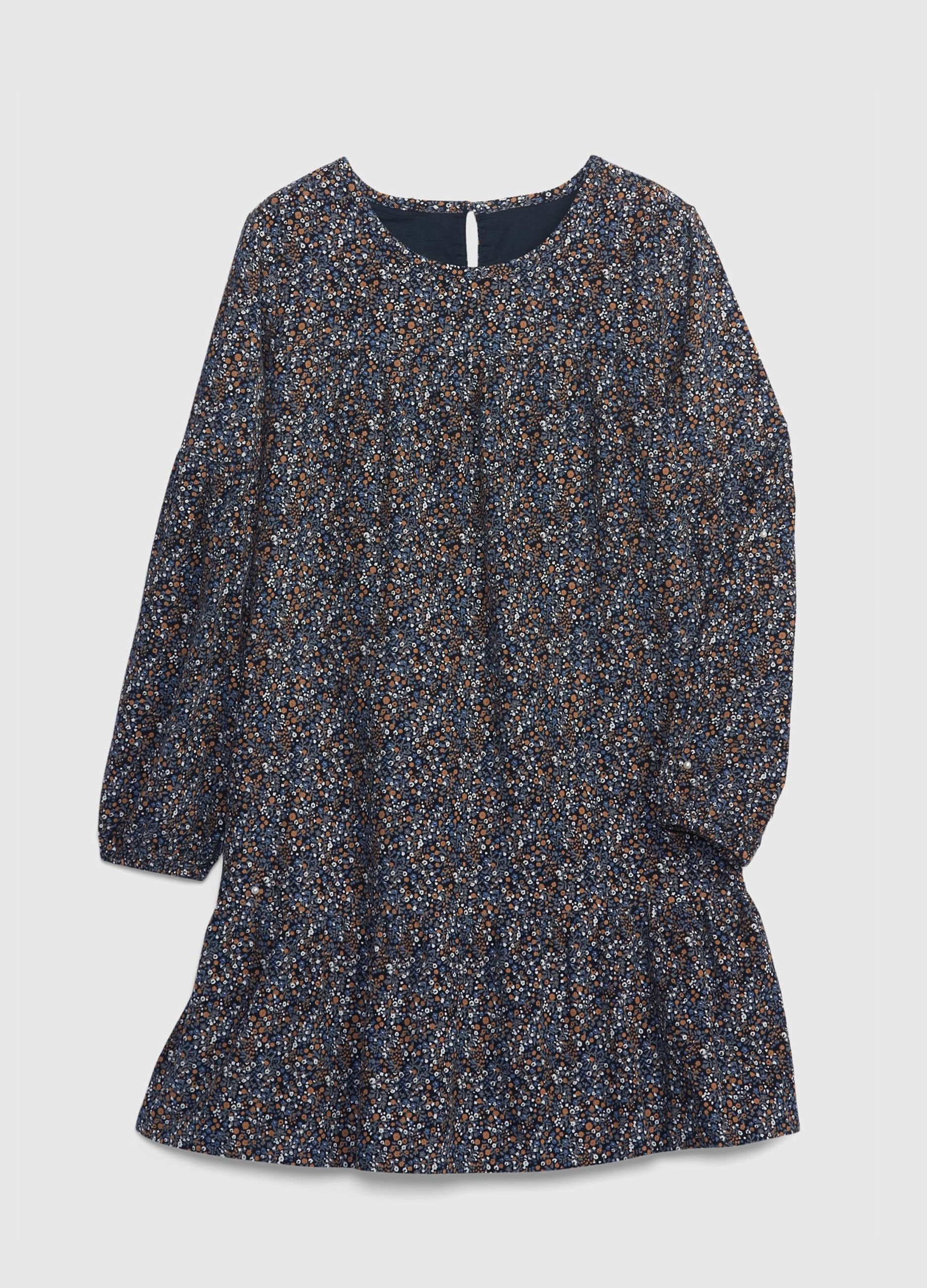 Corduroy dress with small flowers