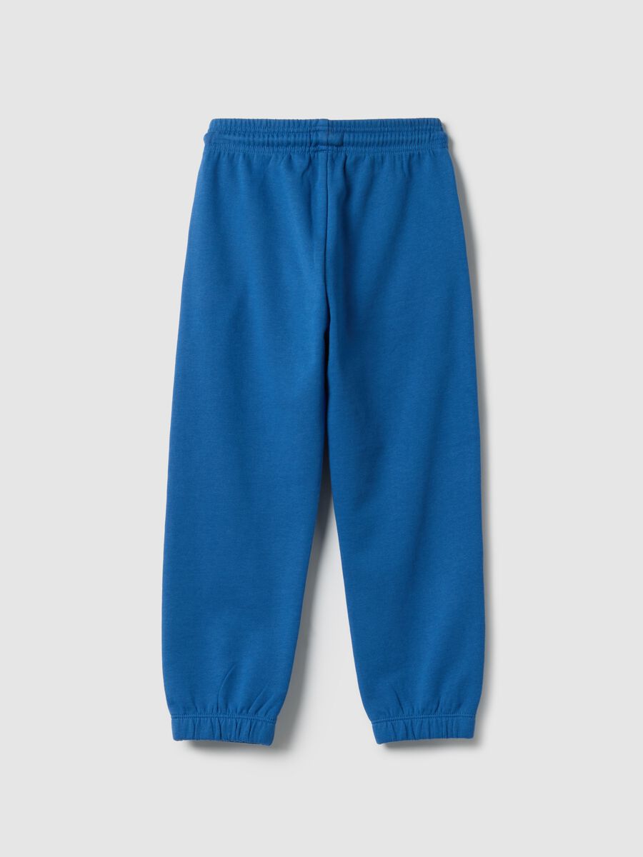 Children's blue jogger trousers in pure cotton regular fit with logo_1