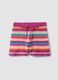 Multicolour striped pure cotton crochet shorts_0