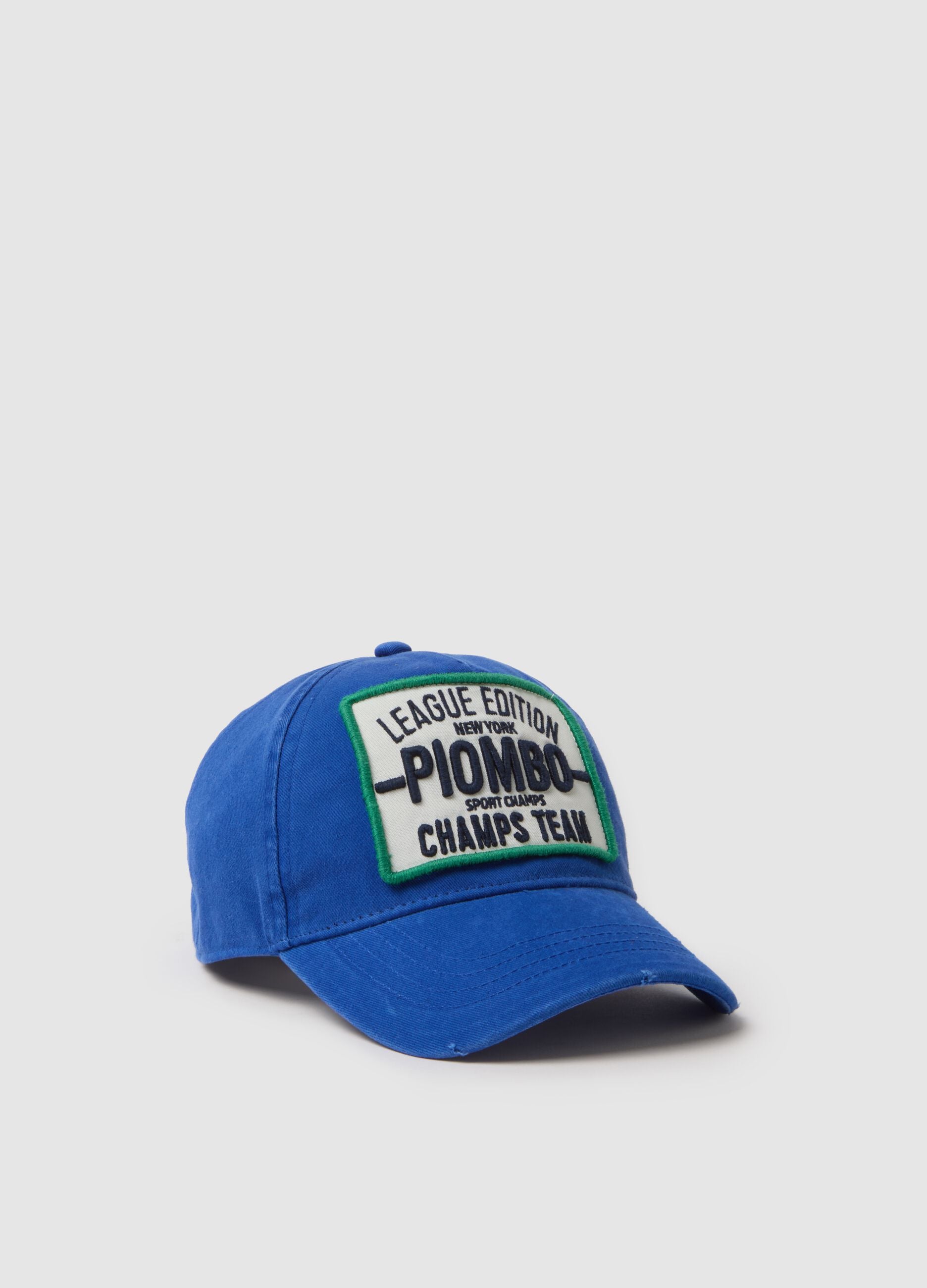 Children's blue pure cotton baseball cap with patch