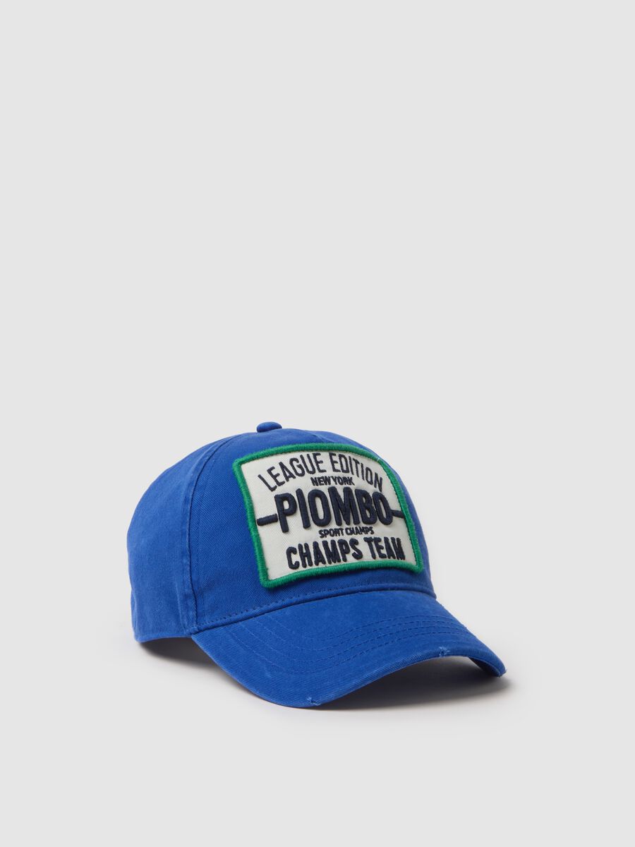 Cappello da baseball in puro cotone blu da bambino con patch_0