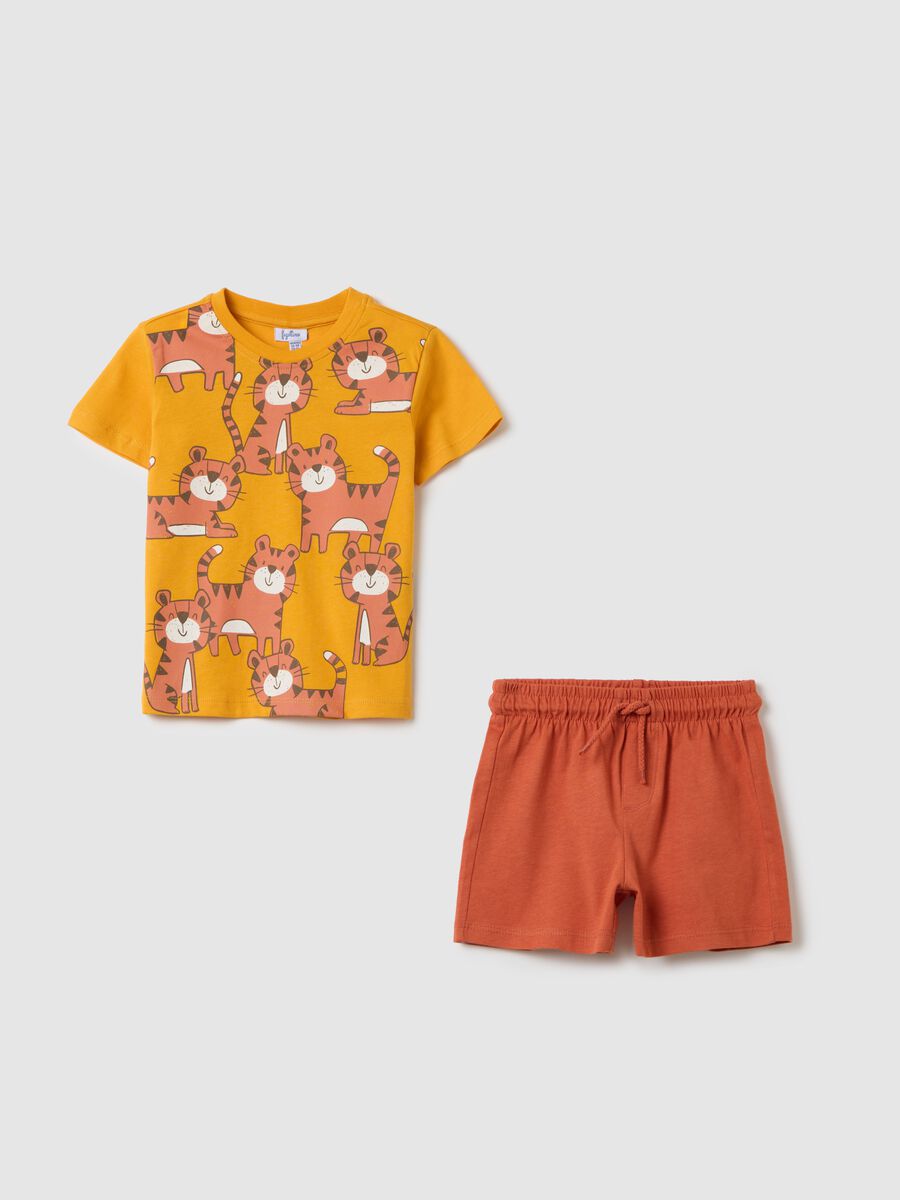 Yellow and orange jogging set with tiger prints_0
