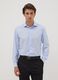 Camicia azzurra in puro cotone con colletto classico slim fit no iron_0