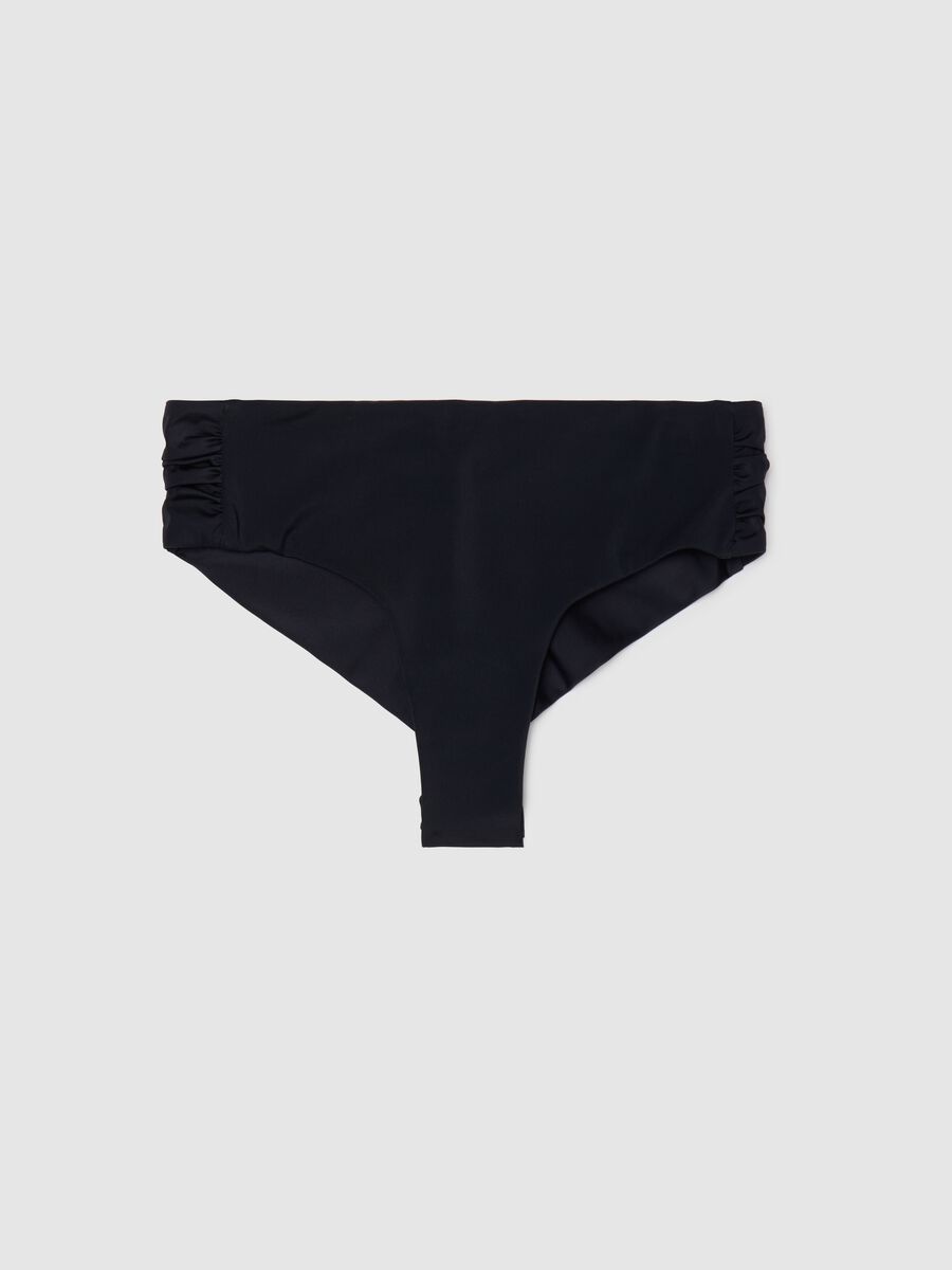 Black bikini French knickers with gathering_0