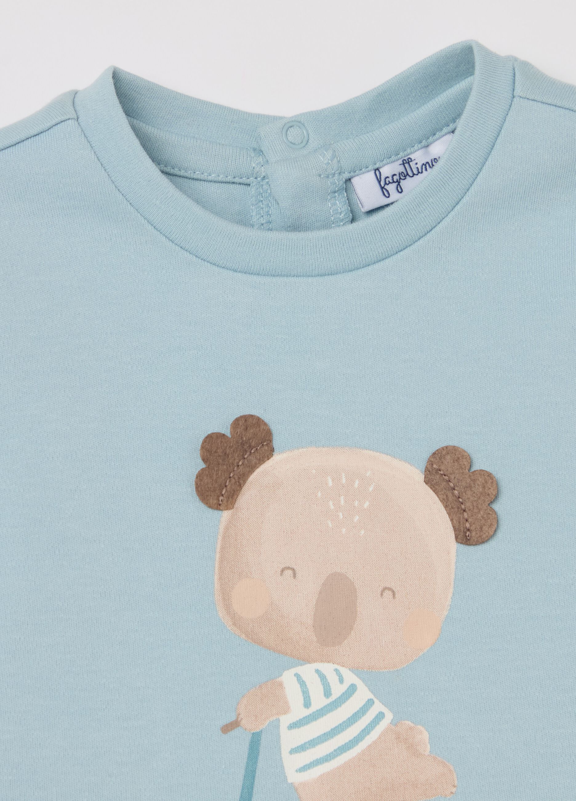 Long-sleeved cotton T-shirt with koala print