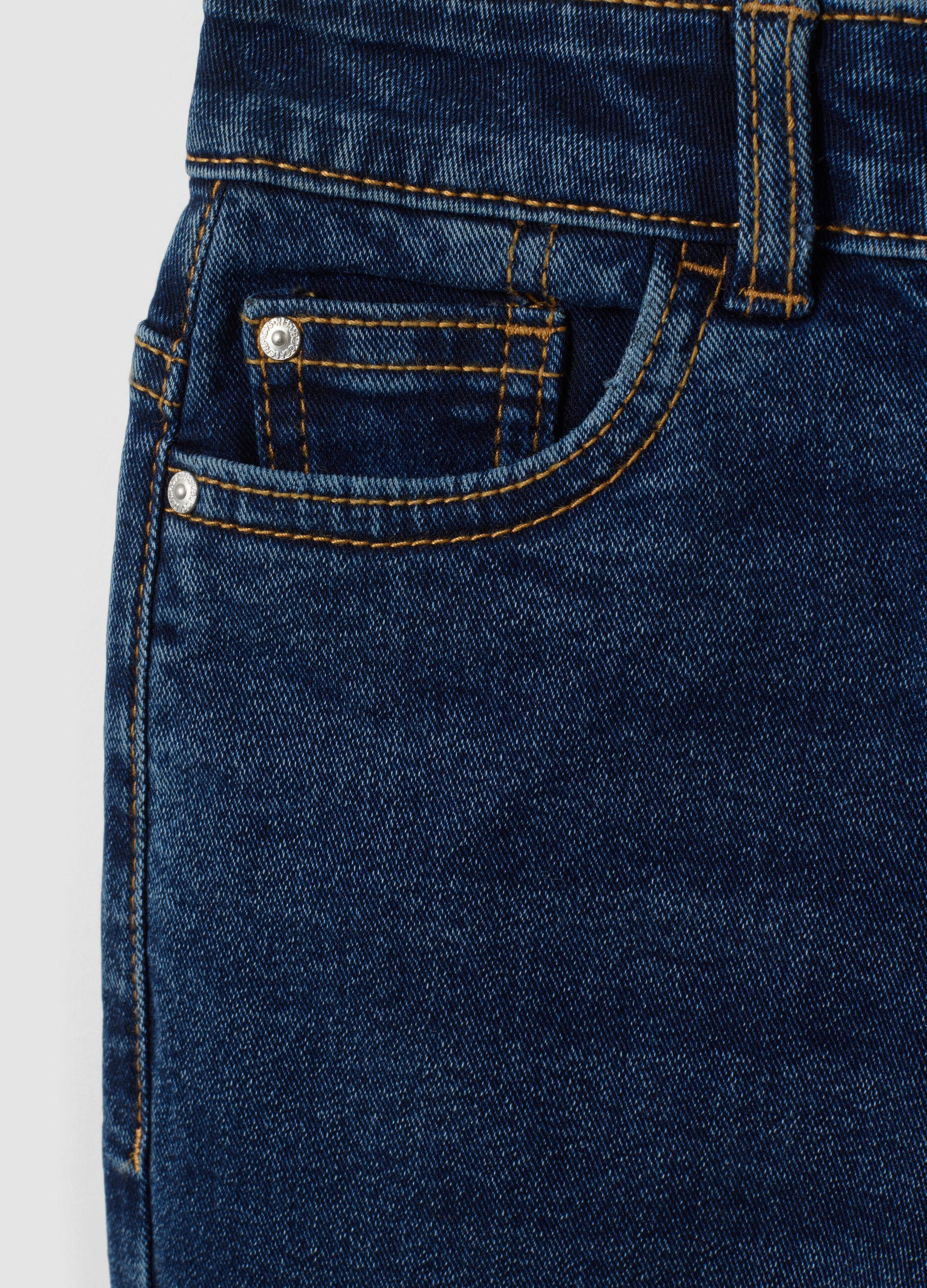 Dark blue stretch cotton straight-fit jeans for boys