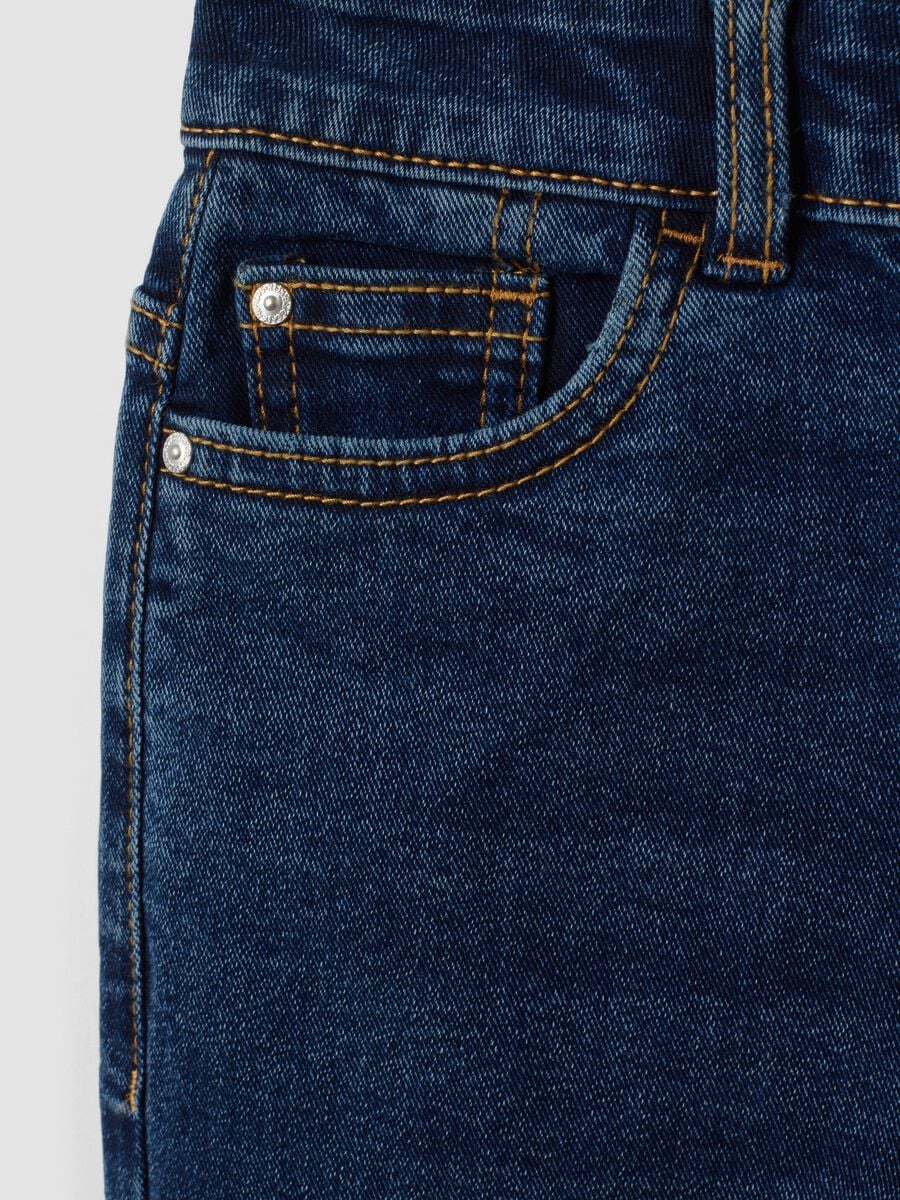 Jeans blu scuro in cotone elasticizzato straight fit per bambino_3