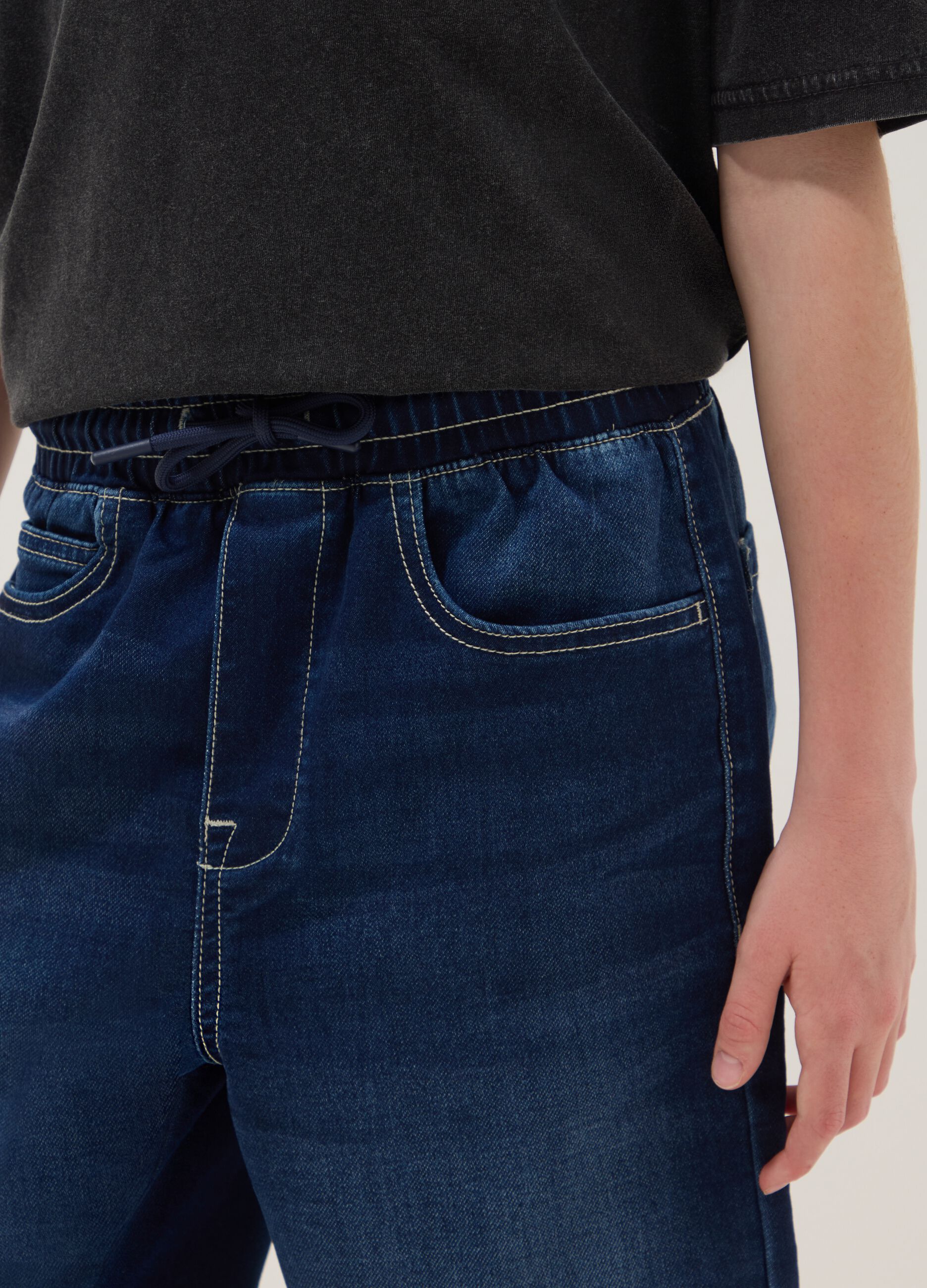 Blue denim shorts in stretch cotton
