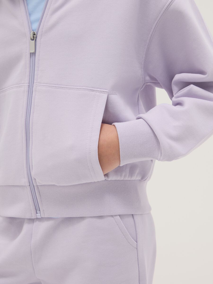Girls' purple regular fit pure cotton hoodie with zip_2
