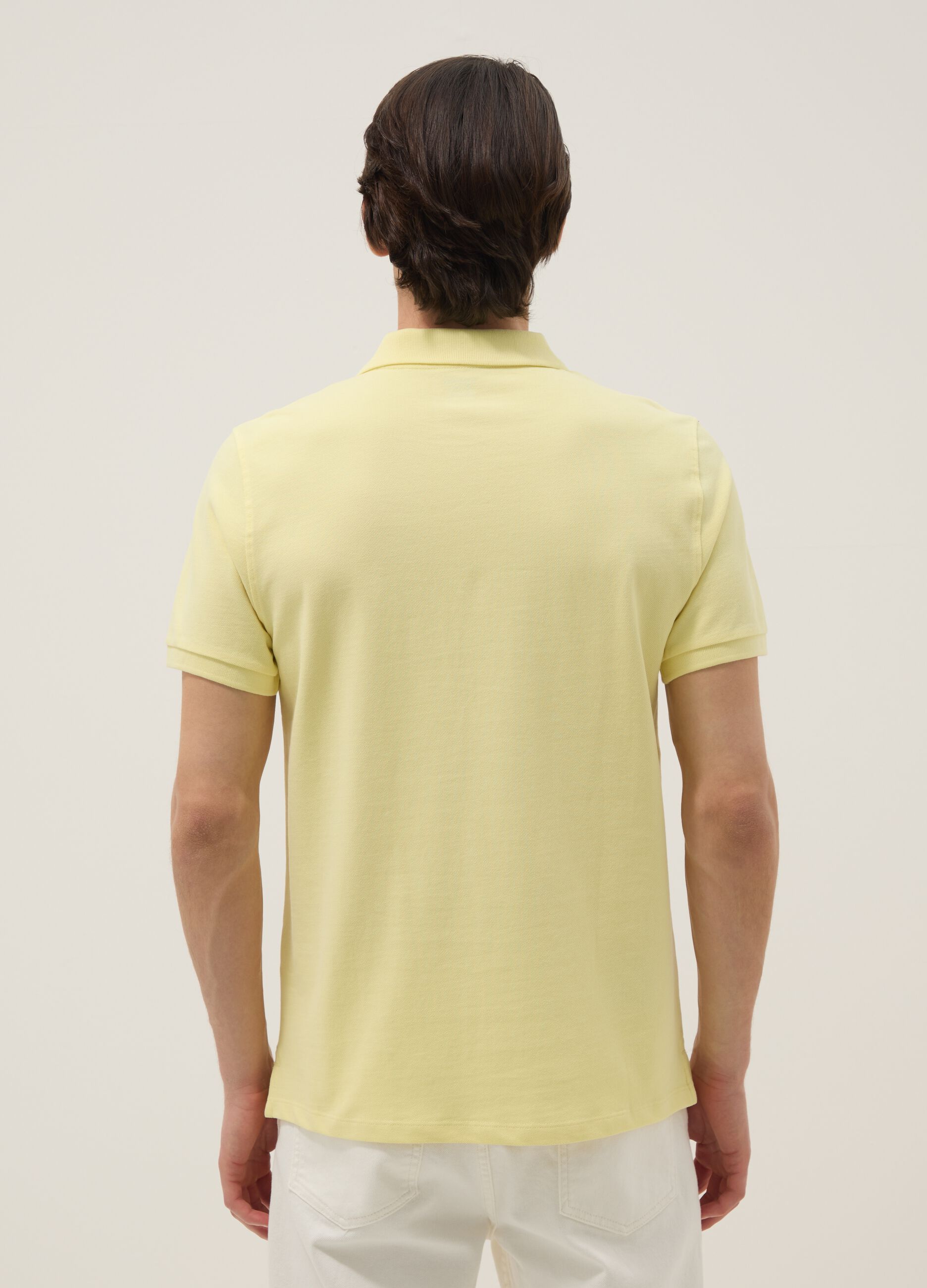 Yellow short-sleeve organic cotton polo shirt, regular fit