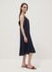 Blue linen-viscose blend midi dress with V-neck and regular fit_1