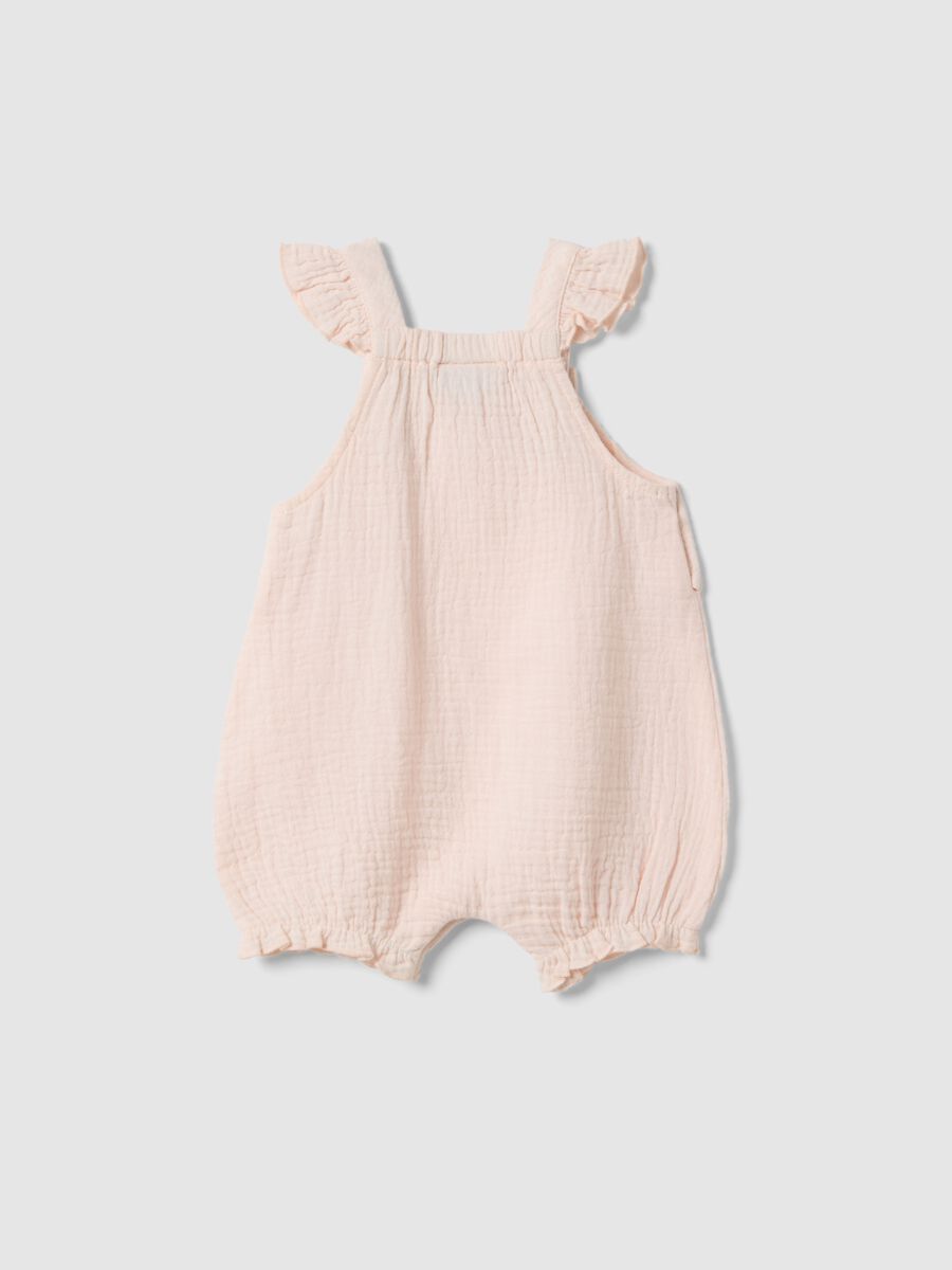 Pink pure cotton baby dungarees, relaxed fit with ruffles_1