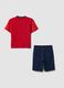 Red pure cotton set with T-shirt and shorts_1