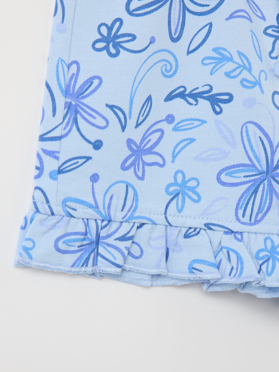 Light blue French terry shorts with drawstring and print_2