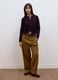 Purple pure wool crew-neck cardigan with buttons, regular fit_1