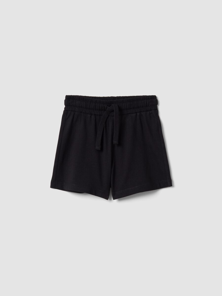 Pantaloncini in puro cotone nero da bambina regular fit_0