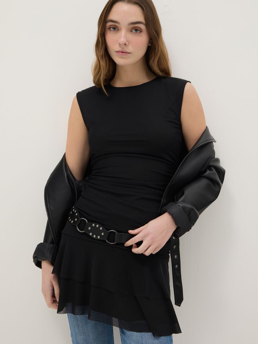 Black Sleeveless Dress Regular Fit_2