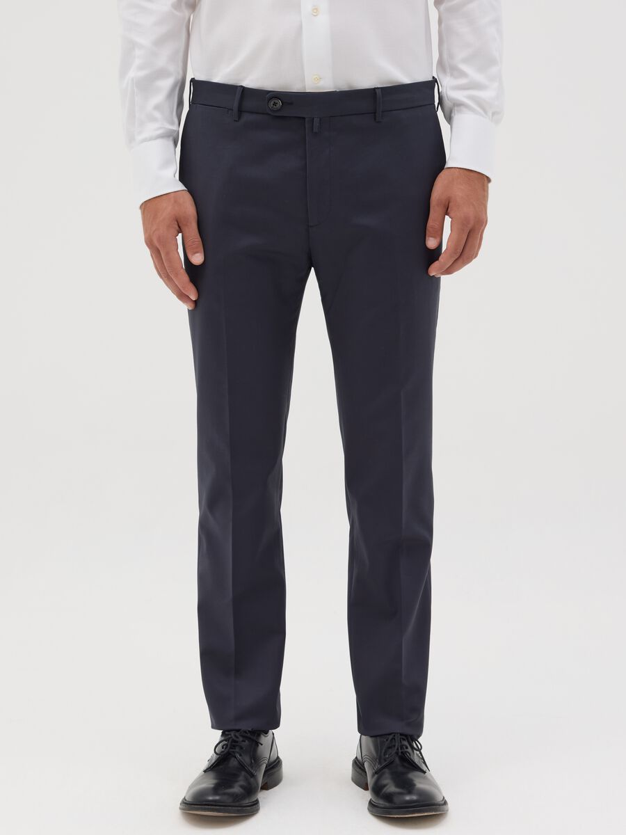 Blue slim-fit chino trousers_1