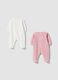 Bipack tutine rosa e bianco in misto cotone con piedini per neonata_0