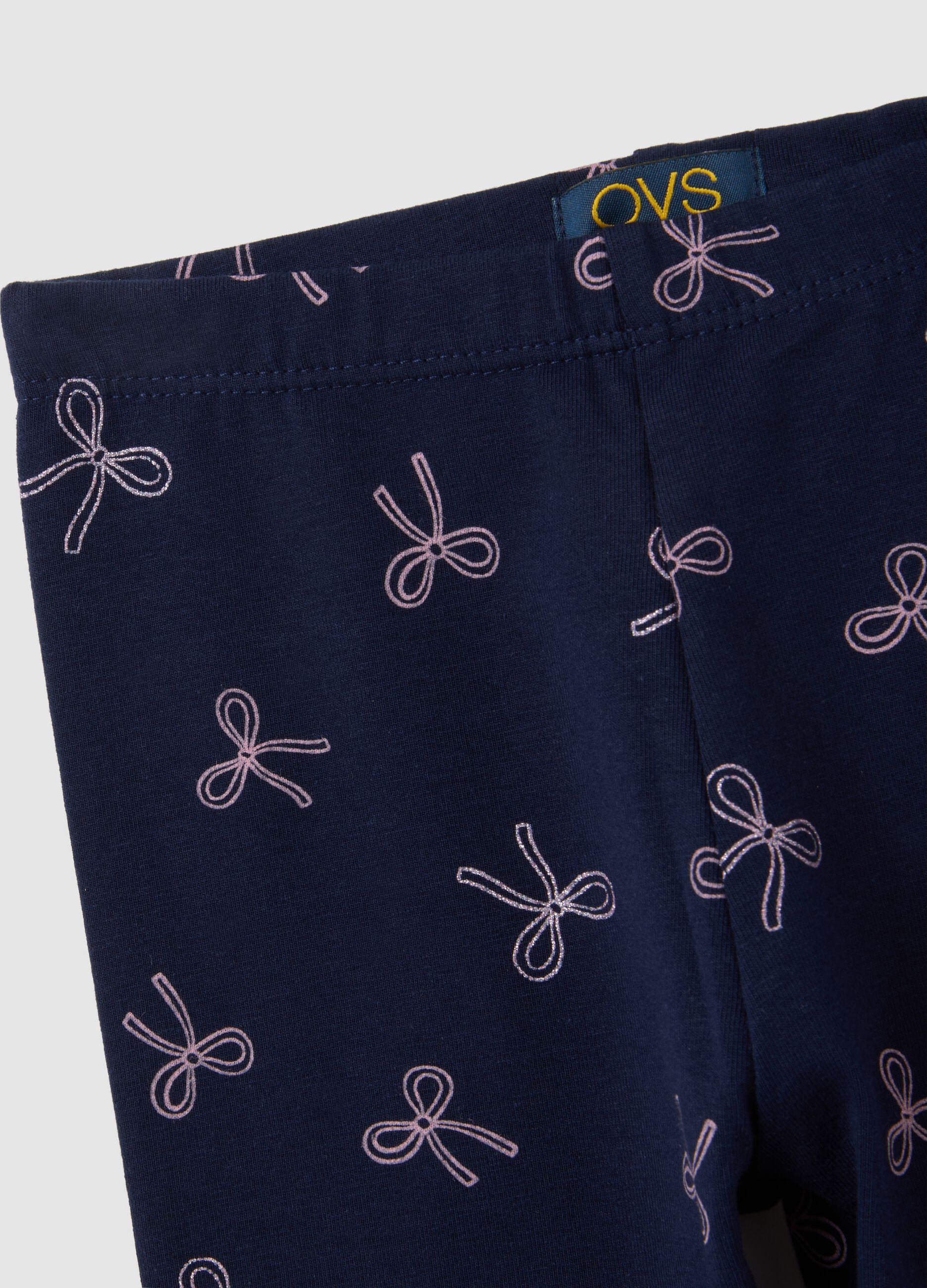 Girls' blue cotton blend skinny fit leggings