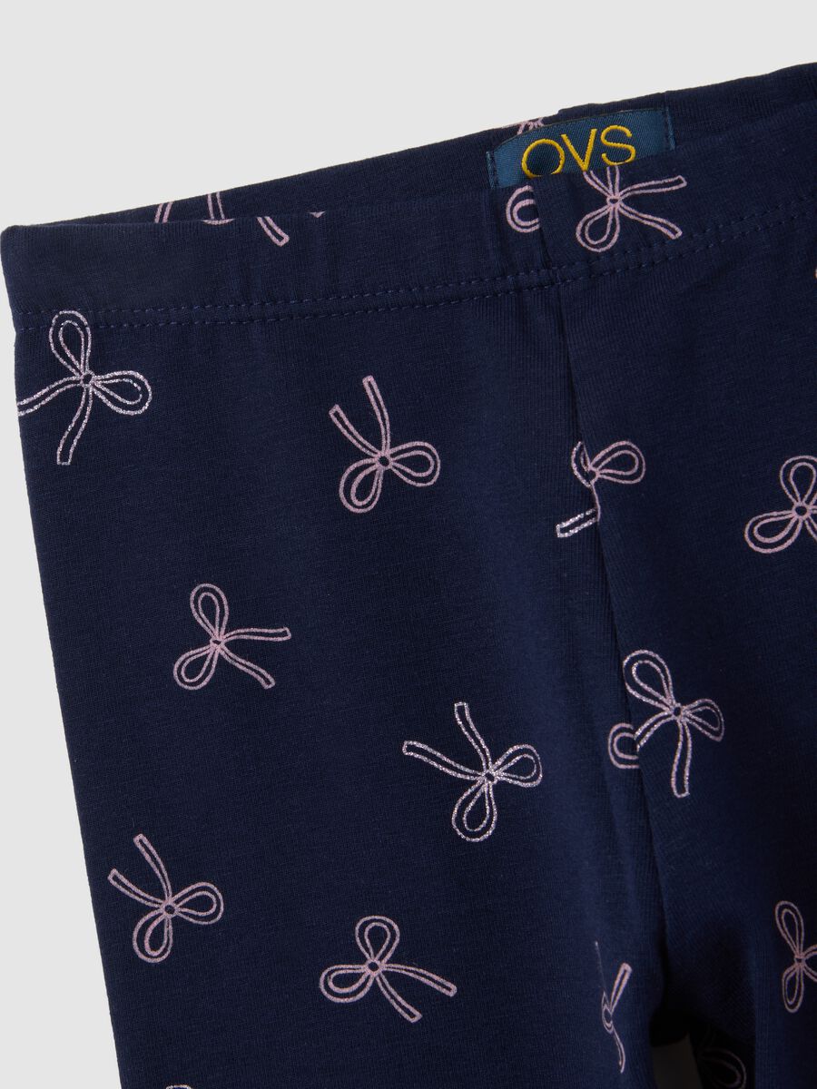 Girls' blue cotton blend skinny fit leggings_2