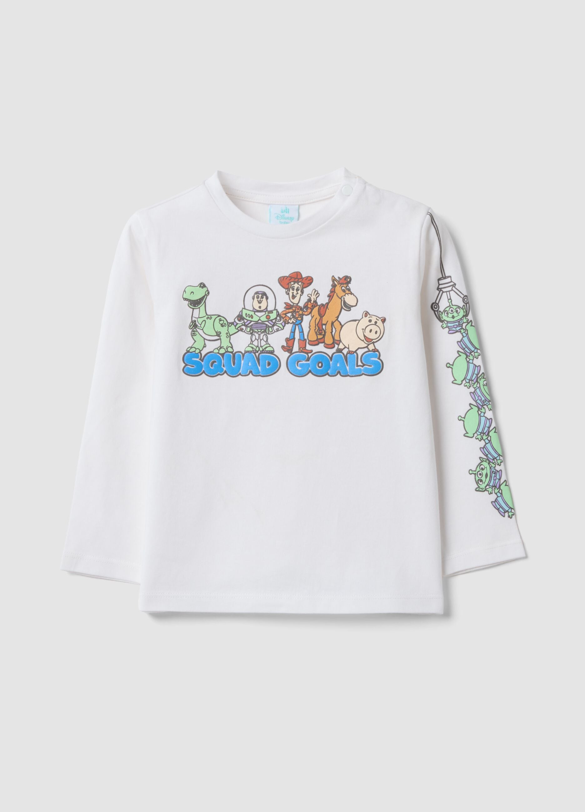 Maglia bianca a maniche lunghe in puro cotone a tema Toy Story per bimbo