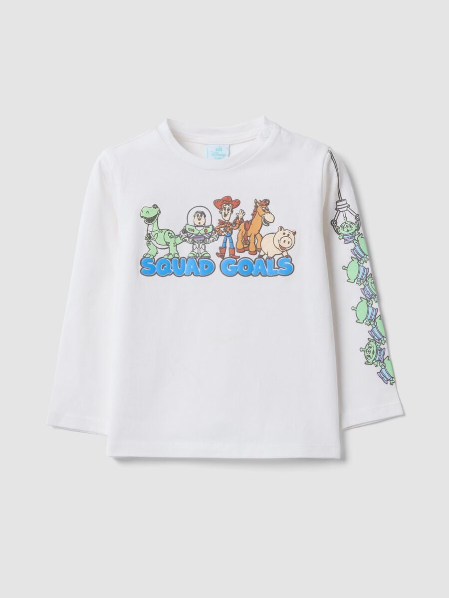 White long-sleeved pure cotton Toy Story top for baby boys_0