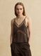 Brown regular fit viscose blend tank top with transparent details_2