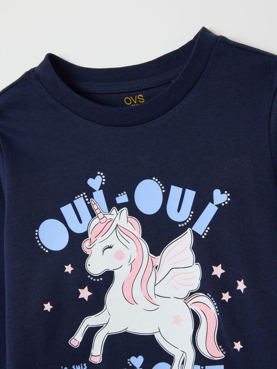 Girls' long sleeve blue cotton blouse, regular fit_3