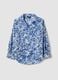 Blue and white organic cotton kaftan with tropical print_4
