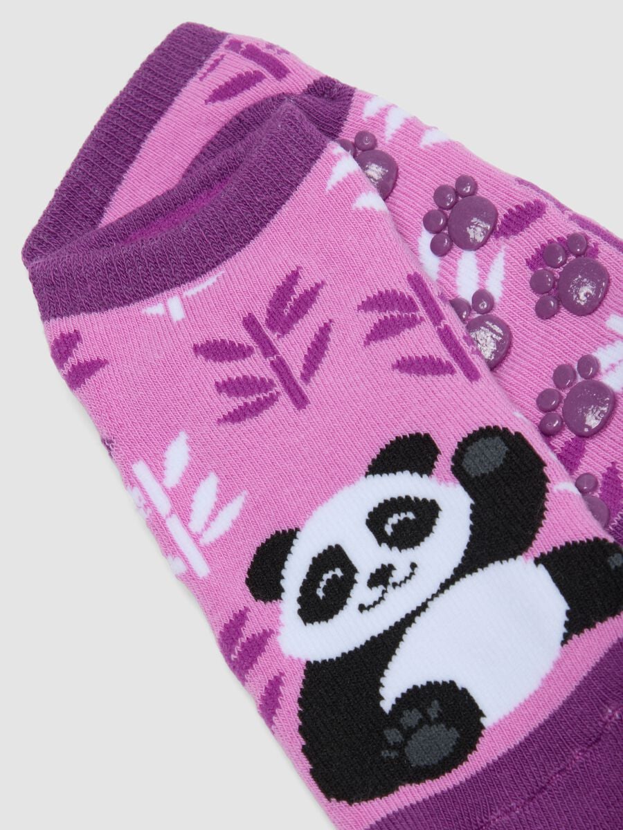 Bipack di calze corte in cotone organico elasticizzato con stampa panda e koala_1
