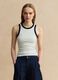 White stretch viscose tank top with blue detailing, regular fit_2