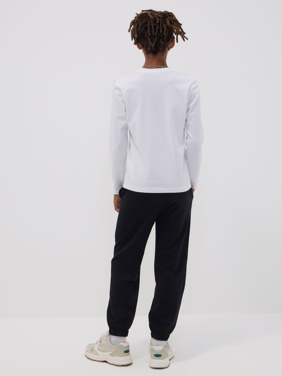 Pantaloni jogger over fit blu in puro cotone con scritta "Get Hyped" per ragazzo_2