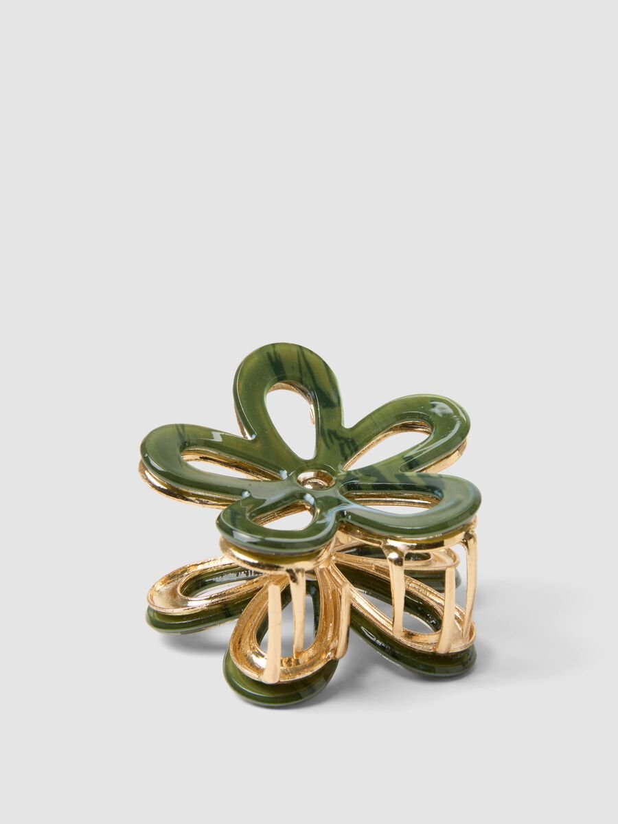 Green flower-shaped hair clip_2