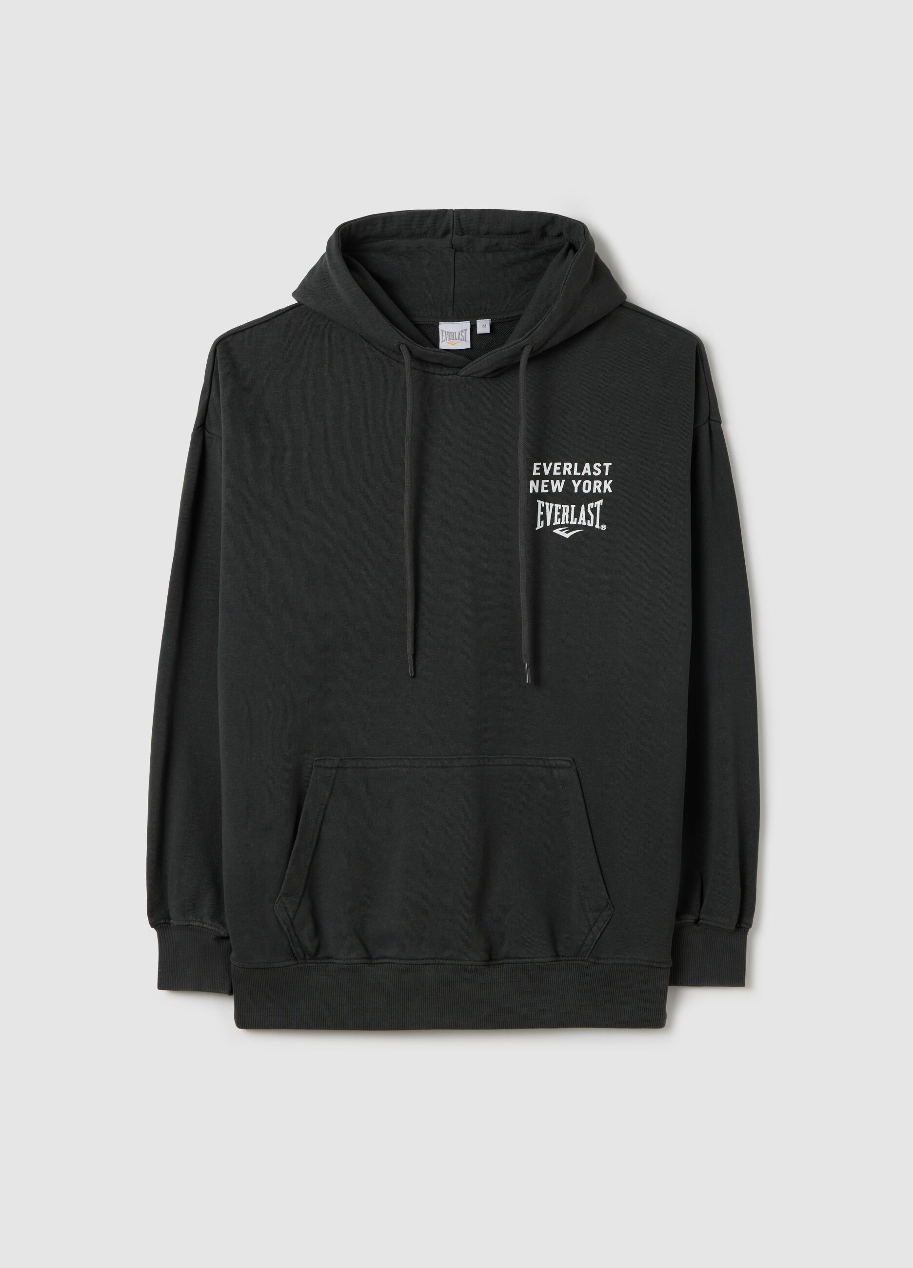 Grey sweatshirt with hood and logo print